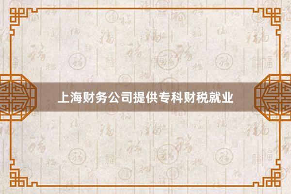 上海财务公司提供专科财税就业